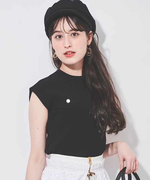 S1360❤️ 31 Sons de mode ボウタイニットプルオーバー　M 黒 31 Sons de mode（トランテアン ソン ドゥ モード）の「配色衿ボウタイ