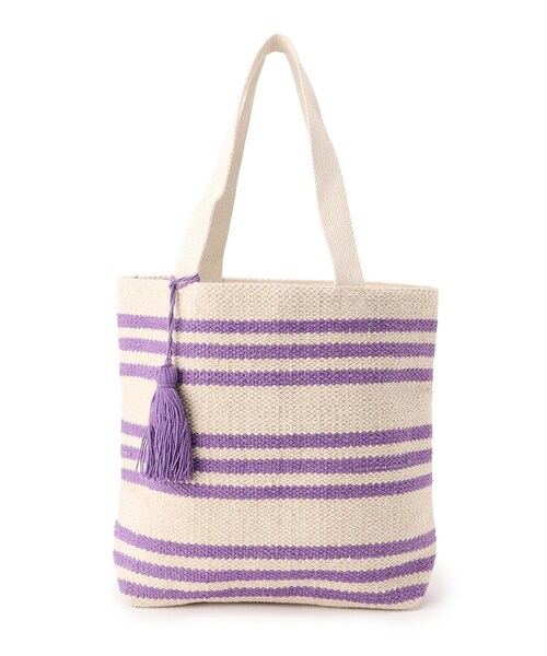 SHOO・LA・RUE（シューラルー）の「◆【インド製】ボーダートート（トートバッグ・レディース・オレンジ/ライトパープル/ライトブルー・00）」の3枚目の写真