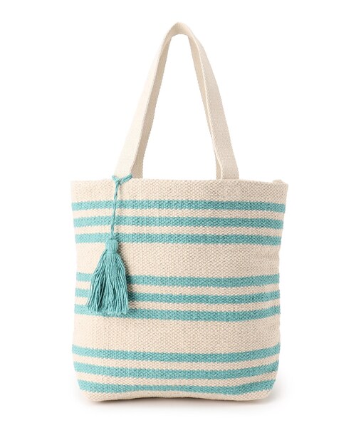 SHOO・LA・RUE（シューラルー）の「◆【インド製】ボーダートート（トートバッグ・レディース・オレンジ/ライトパープル/ライトブルー・00）」の2枚目の写真