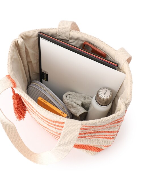 SHOO・LA・RUE（シューラルー）の「◆【インド製】ボーダートート（トートバッグ・レディース・オレンジ/ライトパープル/ライトブルー・00）」の5枚目の写真