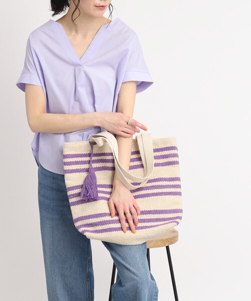 SHOO・LA・RUE（シューラルー）の「◆【インド製】ボーダートート（トートバッグ・レディース・オレンジ/ライトパープル/ライトブルー・00）」の10枚目の写真