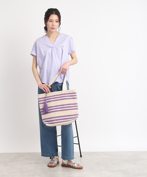 SHOO・LA・RUE（シューラルー）の「◆【インド製】ボーダートート（トートバッグ・レディース・オレンジ/ライトパープル/ライトブルー・00）」の12枚目の写真