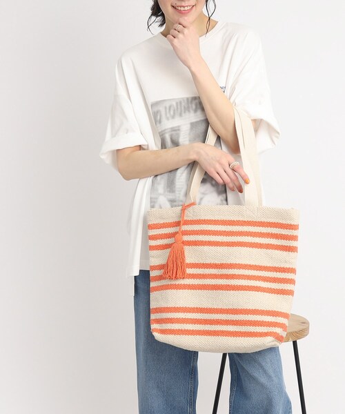 SHOO・LA・RUE（シューラルー）の「◆【インド製】ボーダートート（トートバッグ・レディース・オレンジ/ライトパープル/ライトブルー・00）」の14枚目の写真