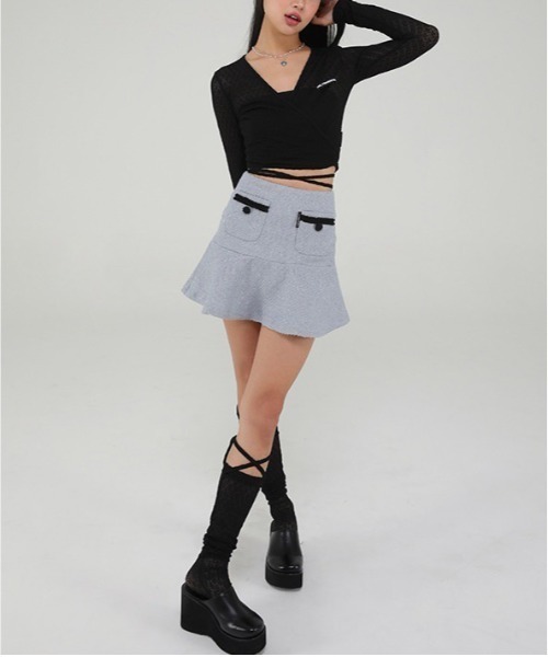 UGLY SHADOW（アグリーシャドウ）の「【Uglyshadow】LACE LONG SOCKS（ソックス/靴下・レディース・ホワイト/ブラック・ONE SIZE）」の8枚目の写真