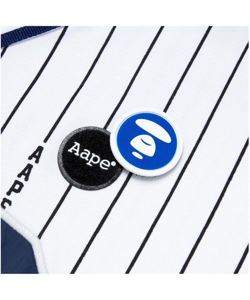 AAPE アベイシングエイプ BASEBALL STRIPE TEE　L　白 AAPE BY A BATHING APE（エーエイプバイアベイシングエイプ）の