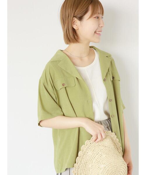 ehka sopo（エヘカソポ）の「半袖開襟シャツ（シャツ/ブラウス・レディース・ダークオレンジ/グリーン/ベージュ・F）」の17枚目の写真