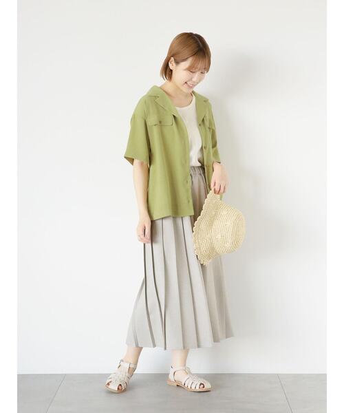 ehka sopo（エヘカソポ）の「半袖開襟シャツ（シャツ/ブラウス・レディース・ダークオレンジ/グリーン/ベージュ・F）」の19枚目の写真