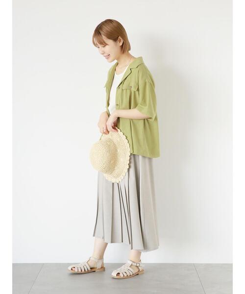 ehka sopo（エヘカソポ）の「半袖開襟シャツ（シャツ/ブラウス・レディース・ダークオレンジ/グリーン/ベージュ・F）」の20枚目の写真