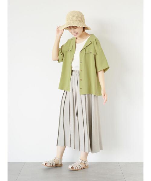 ehka sopo（エヘカソポ）の「半袖開襟シャツ（シャツ/ブラウス・レディース・ダークオレンジ/グリーン/ベージュ・F）」の22枚目の写真