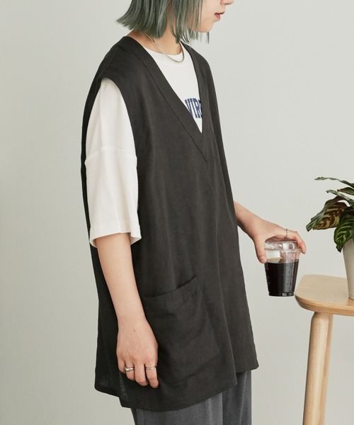 CIAOPANIC TYPY（チャオパニックティピー）の「リネンレーヨンリバーシブルベスト（ベスト・メンズ・チャコールグレー/ベージュ/ブラウン・MEDIUM/LARGE）」の6枚目の写真