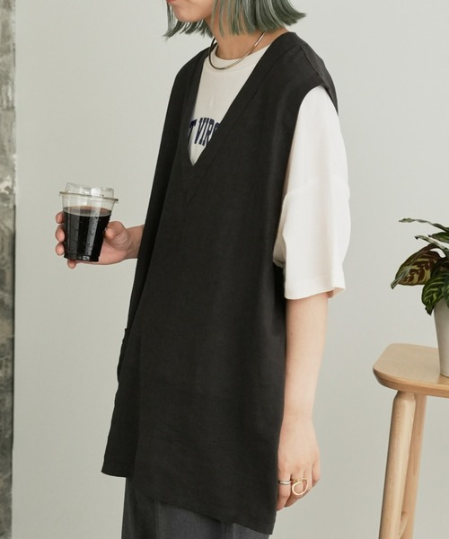 リネンレーヨンチュニックベスト 50%OFF! リネンチュニックベスト ELLIFE ONLINE SHOP