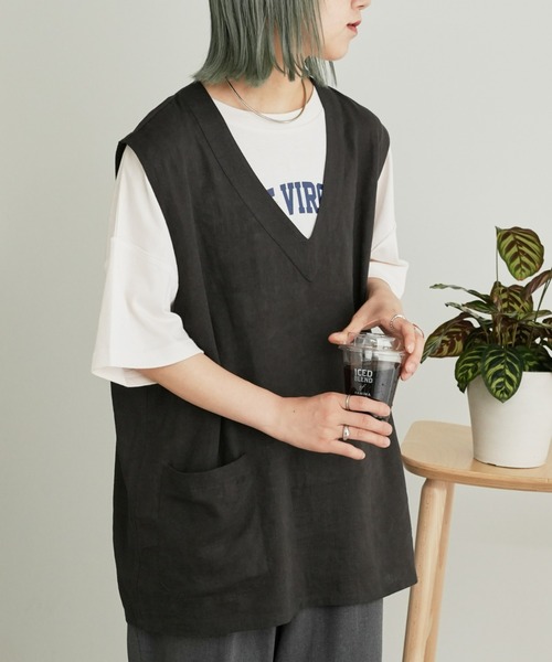 CIAOPANIC TYPY（チャオパニックティピー）の「リネンレーヨンリバーシブルベスト（ベスト・メンズ・チャコールグレー/ベージュ/ブラウン・MEDIUM/LARGE）」の4枚目の写真