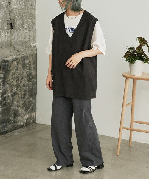 CIAOPANIC TYPY（チャオパニックティピー）の「リネンレーヨンリバーシブルベスト（ベスト・メンズ・チャコールグレー/ベージュ/ブラウン・MEDIUM/LARGE）」の13枚目の写真