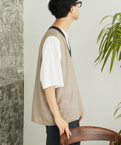 CIAOPANIC TYPY（チャオパニックティピー）の「リネンレーヨンリバーシブルベスト（ベスト・メンズ・チャコールグレー/ベージュ/ブラウン・MEDIUM/LARGE）」の18枚目の写真