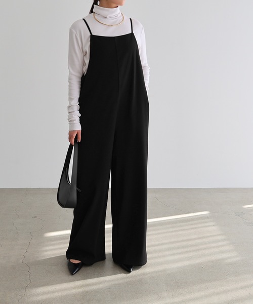 セール】とろみ素材スクエアネックサロペット（サロペット