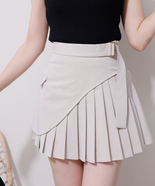 LIPSERVICE(リップサービス)の「ラップカーブプリーツスカート(スカート・レディース・アイボリー/ブラック/グレー・S/M)」の2枚目の写真