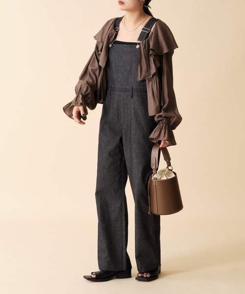 mline（エムライン）の「[mline] シンプルデニムサロペット（サロペット/オーバーオール・レディース・ブラック/ネイビー・1/2）」の15枚目の写真