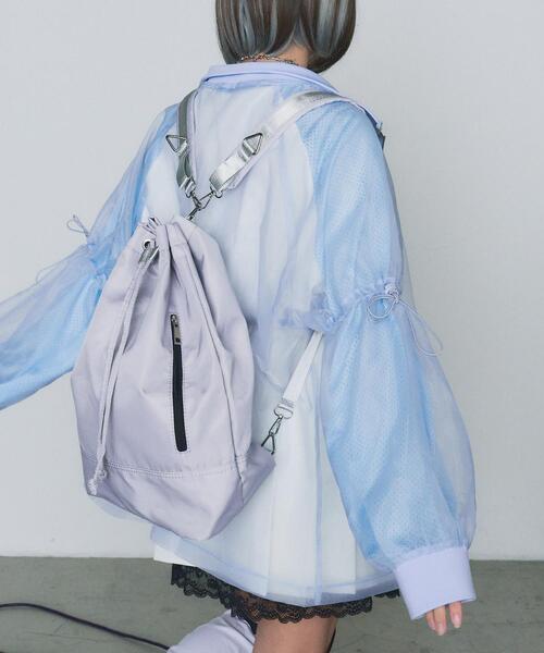 WEGO(ウィゴー)の「WEGO/【一部店限定】ドローストリングバッグ(バックパック/リュック・レディース・グレー/ブラック・FREE)」の2枚目の写真