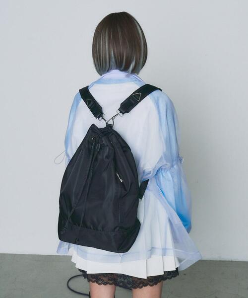 WEGO(ウィゴー)の「WEGO/【一部店限定】ドローストリングバッグ(バックパック/リュック・レディース・グレー/ブラック・FREE)」の11枚目の写真