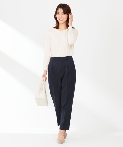 ANY SIS(エニィスィス)の「【吸水速乾】コンフォートジャージータック カットソー(Tシャツ/カットソー・レディース・アイボリー系/ネイビー系・4)」の3枚目の写真