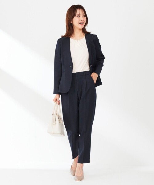 ANY SIS(エニィスィス)の「【吸水速乾】コンフォートジャージータック カットソー(Tシャツ/カットソー・レディース・アイボリー系/ネイビー系・4)」の4枚目の写真