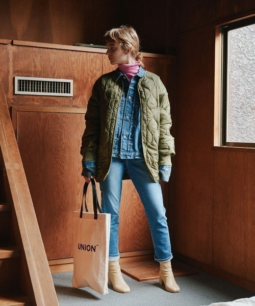 MILITARY（ミリタリー）の「[MILITARY/ミリタリー] 別注 Ｍ-65 キルティングライナージャケット（ミリタリージャケット・レディース・オリーブ/アイボリー/ブラック・S/M/L）」の4枚目の写真