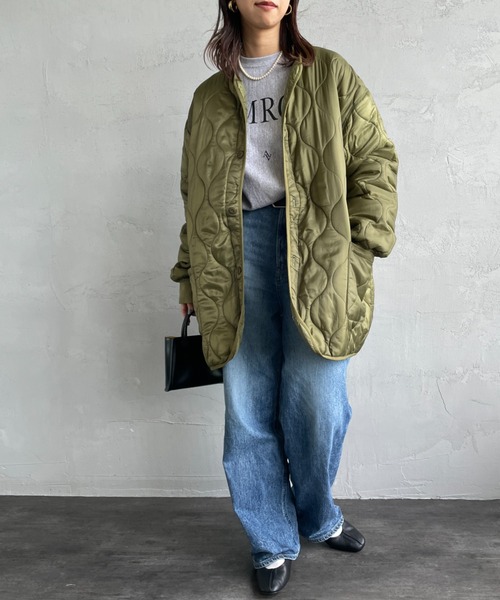 MILITARY（ミリタリー）の「[MILITARY/ミリタリー] 別注 Ｍ-65 キルティングライナージャケット（ミリタリージャケット・レディース・オリーブ/アイボリー/ブラック・S/M/L）」の14枚目の写真