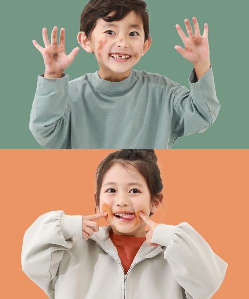 devirock（デビロック）の「防汚 ビッグシルエット ジップパーカー（パーカー・キッズ・ライトグレー/サックスブルー系/ブラック・140cm/160cm/130cm/120cm/100cm/110cm/150cm）」の7枚目の写真