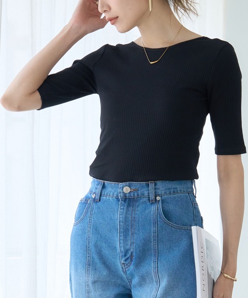 セール】バックオープン トップス Tシャツ 半袖 背中あき 肌見せ
