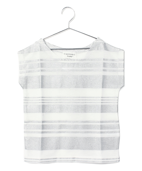 CIAOPANIC TYPY（チャオパニックティピー）の「KIDS ラメボーダーT（Tシャツ/カットソー・キッズ・ゴールド/シルバー・105/125/115/135/95）」の5枚目の写真