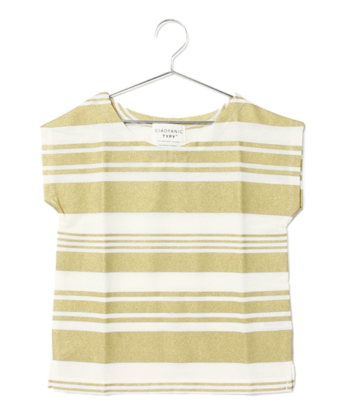 CIAOPANIC TYPY（チャオパニックティピー）の「KIDS ラメボーダーT（Tシャツ/カットソー・キッズ・ゴールド/シルバー・105/125/115/135/95）」の2枚目の写真