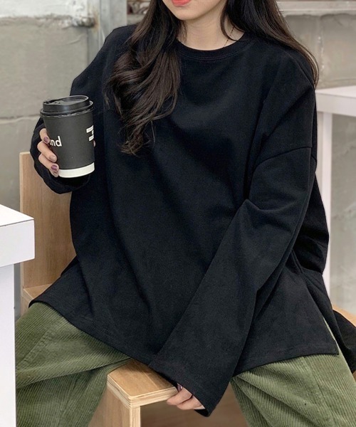 Riff（リフ）の「サイドスリットBIGロンT（Tシャツ/カットソー・レディース・ブラック/ホワイト/ピンク・M/XL/L）」の3枚目の写真