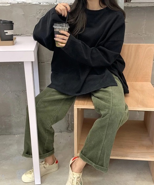 Riff（リフ）の「サイドスリットBIGロンT（Tシャツ/カットソー・レディース・ブラック/ホワイト/ピンク・M/XL/L）」の4枚目の写真