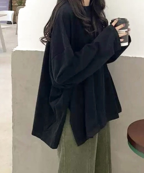 Riff（リフ）の「サイドスリットBIGロンT（Tシャツ/カットソー・レディース・ブラック/ホワイト/ピンク・M/XL/L）」の7枚目の写真