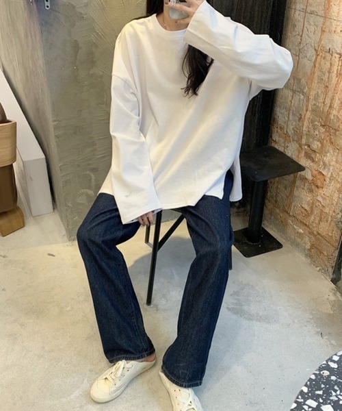 Riff（リフ）の「サイドスリットBIGロンT（Tシャツ/カットソー・レディース・ブラック/ホワイト/ピンク・M/XL/L）」の15枚目の写真