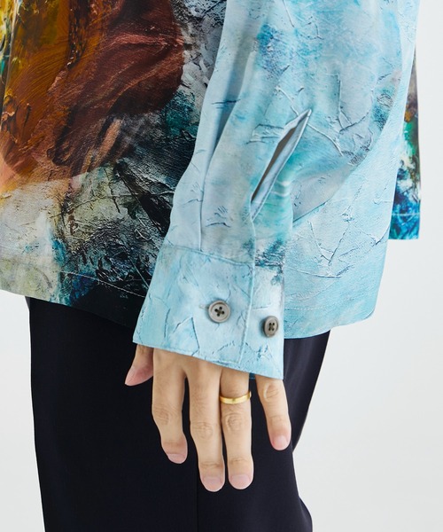 TAAKK(ターク)の「【TAAKK/ターク】OIL PAINTING SHIRTS/オイルペインティングシャツ(シャツ/ブラウス・メンズ・ブラック/サックスブルー・2/1)」の21枚目の写真