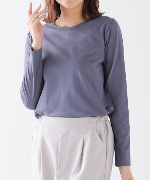 Honeys（ハニーズ）の「オーガニッククルーＴシャツ（Tシャツ/カットソー・レディース・スミクロ/ダークブルー/イエロー/ミント/レッド系その他/ブラウン/ラベンダー/ライトグリーン・S/M/L/LL）」の5枚目の写真