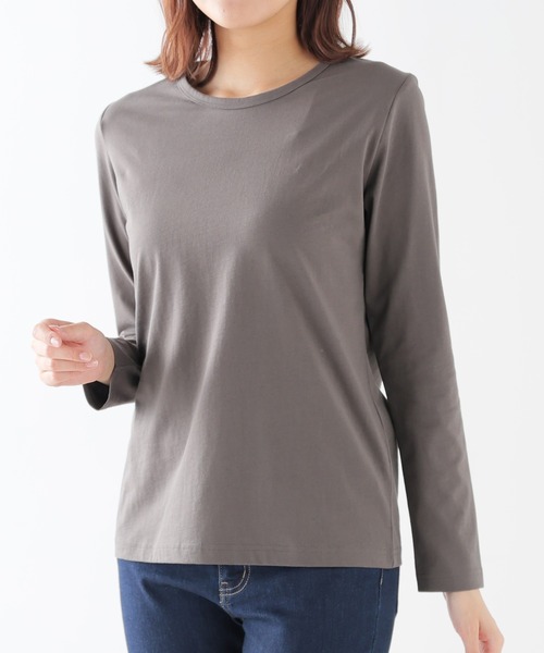 Honeys（ハニーズ）の「オーガニッククルーＴシャツ（Tシャツ/カットソー・レディース・スミクロ/ダークブルー/イエロー/ミント/レッド系その他/ブラウン/ラベンダー/ライトグリーン・S/M/L/LL）」の2枚目の写真