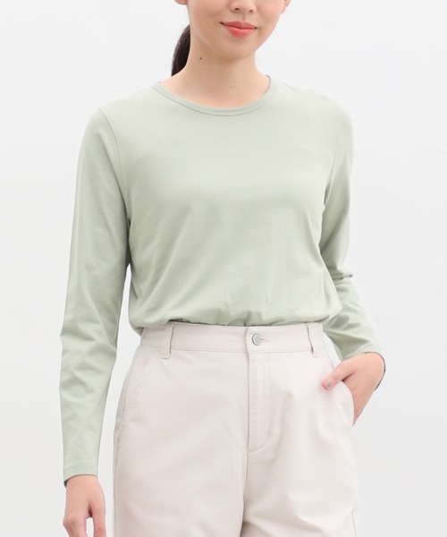 Honeys（ハニーズ）の「オーガニッククルーＴシャツ（Tシャツ/カットソー・レディース・スミクロ/ダークブルー/イエロー/ミント/レッド系その他/ブラウン/ラベンダー/ライトグリーン・S/M/L/LL）」の3枚目の写真