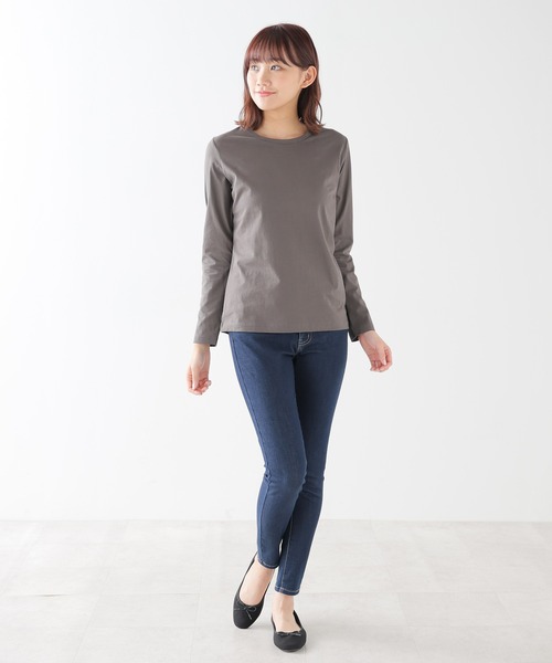 Honeys（ハニーズ）の「オーガニッククルーＴシャツ（Tシャツ/カットソー・レディース・スミクロ/ダークブルー/イエロー/ミント/レッド系その他/ブラウン/ラベンダー/ライトグリーン・S/M/L/LL）」の9枚目の写真