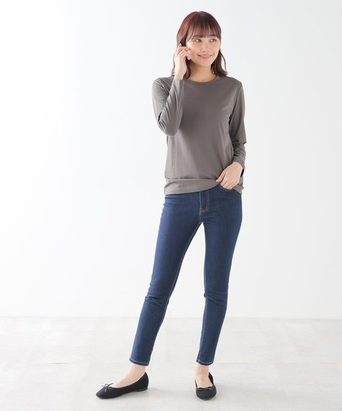 Honeys（ハニーズ）の「オーガニッククルーＴシャツ（Tシャツ/カットソー・レディース・スミクロ/ダークブルー/イエロー/ミント/レッド系その他/ブラウン/ラベンダー/ライトグリーン・S/M/L/LL）」の10枚目の写真