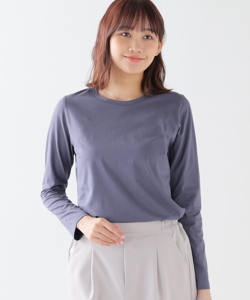 Honeys（ハニーズ）の「オーガニッククルーＴシャツ（Tシャツ/カットソー・レディース・スミクロ/ダークブルー/イエロー/ミント/レッド系その他/ブラウン/ラベンダー/ライトグリーン・S/M/L/LL）」の14枚目の写真