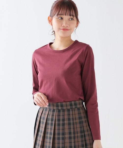 Honeys（ハニーズ）の「オーガニッククルーＴシャツ（Tシャツ/カットソー・レディース・スミクロ/ダークブルー/イエロー/ミント/レッド系その他/ブラウン/ラベンダー/ライトグリーン・S/M/L/LL）」の17枚目の写真