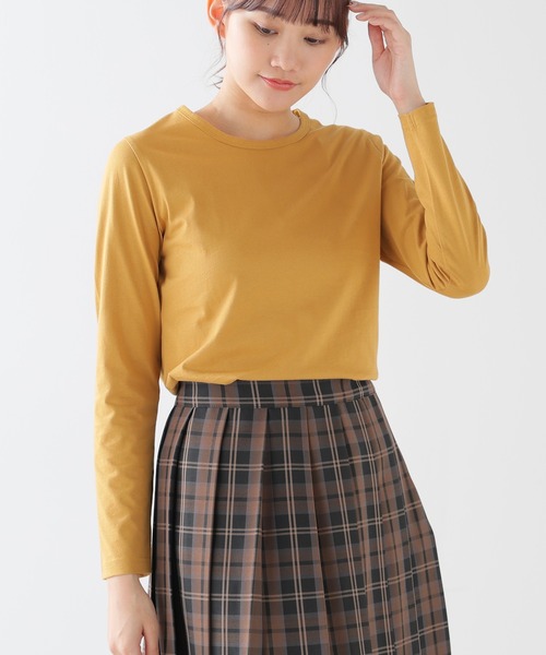 Honeys（ハニーズ）の「オーガニッククルーＴシャツ（Tシャツ/カットソー・レディース・スミクロ/ダークブルー/イエロー/ミント/レッド系その他/ブラウン/ラベンダー/ライトグリーン・S/M/L/LL）」の20枚目の写真