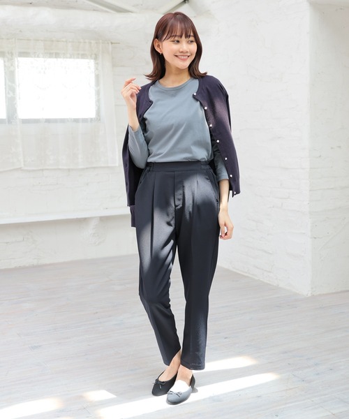 Honeys（ハニーズ）の「オーガニッククルーＴシャツ（Tシャツ/カットソー・レディース・スミクロ/ダークブルー/イエロー/ミント/レッド系その他/ブラウン/ラベンダー/ライトグリーン・S/M/L/LL）」の22枚目の写真