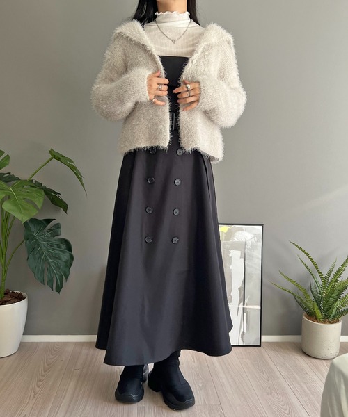 Jewelobe(ジュエローブ)の「シャギーセーラーカーディガン(カーディガン/ボレロ・レディース・ベージュ/ホワイト/ブラック・FREE)」の8枚目の写真