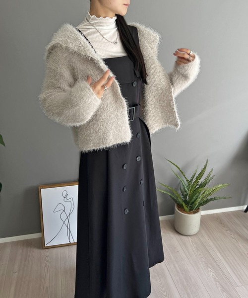 Jewelobe(ジュエローブ)の「シャギーセーラーカーディガン(カーディガン/ボレロ・レディース・ベージュ/ホワイト/ブラック・FREE)」の10枚目の写真