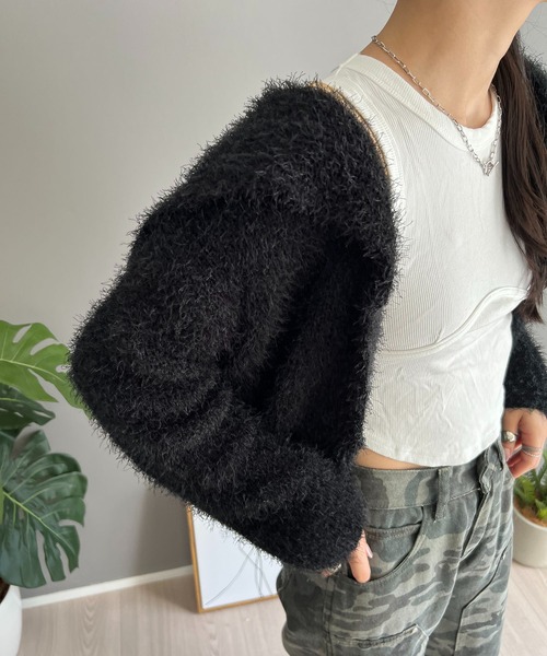 Jewelobe(ジュエローブ)の「シャギーセーラーカーディガン(カーディガン/ボレロ・レディース・ベージュ/ホワイト/ブラック・FREE)」の17枚目の写真