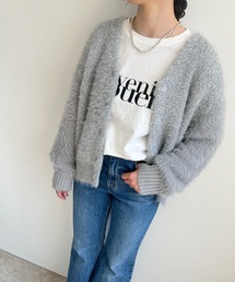 フェザー×ラメニットカーディガン