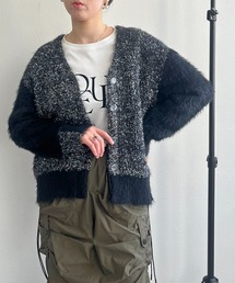 フェザー×ラメニットカーディガン